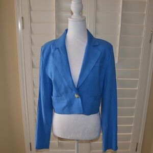 Jason Wu Linen Blend Cropped Blazer